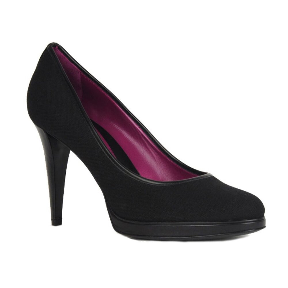 SERGIO ROSSI SHOES BLACK CANVAS HIGH HEEL PUMPS SMALL PLATFORM sz 41 / 11
